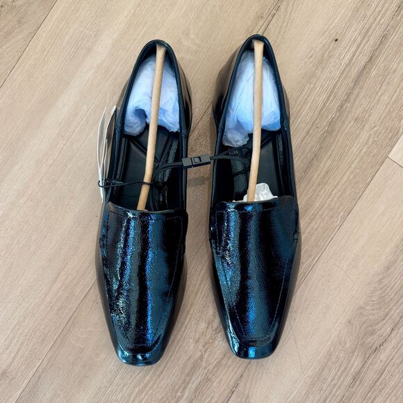 Zara Patent Effect Loafer Flats NWT Black Minimalist - Women's 11 (EU 42) - Picture 6 of 6